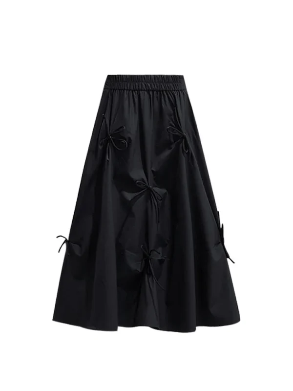 Gonne a pieghe Harajuku a vita alta per le donne Gonna a vita alta con fiocco 2022 Gonne eleganti alla moda Gonna longuette stile coreano 2