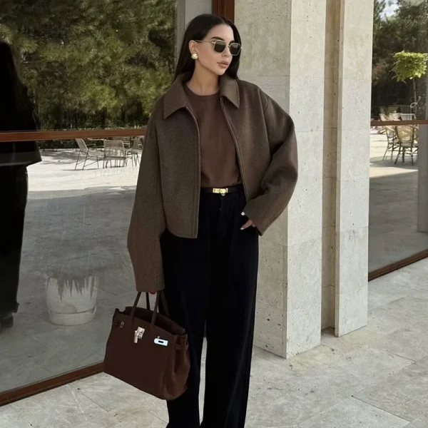 Autunno Giubbotti Donna 2025 Nuovi Cappotti Chic Risvolto Allentato Caldo Strada Giubbotti da Donna Semplice Casual Joker Capispalla Gioventù 2