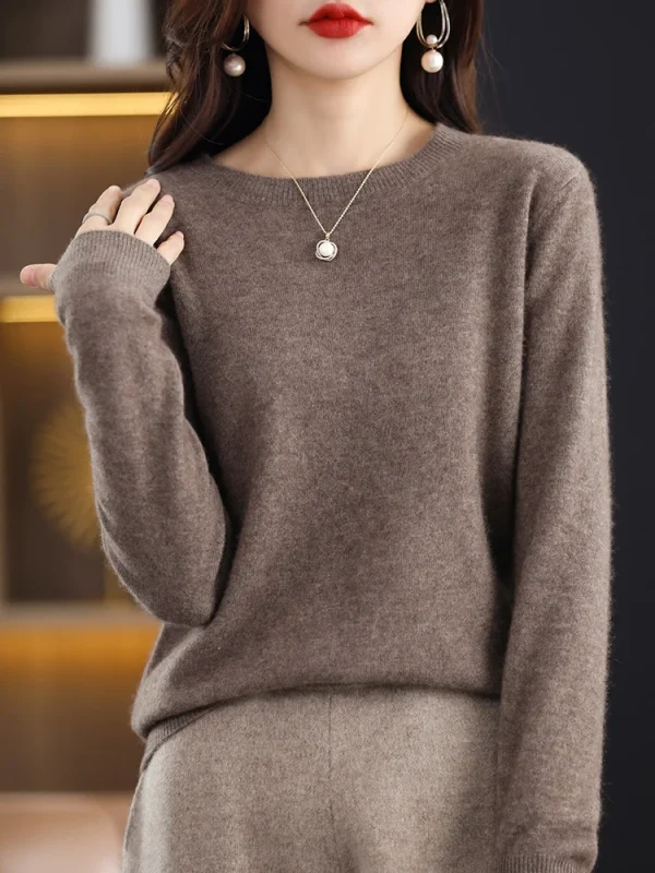 100% capra cashmere maglione lavorato a maglia pullover autunno inverno vendita calda maglioni o-collo donna morbido maglioni da donna di alta qualità vestiti 4
