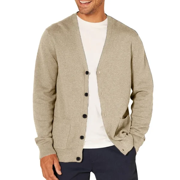 Cardigan a maniche lunghe da uomo della nuova primavera maglione di lana lavorato a maglia abbigliamento sportivo da uomo con scollo a V bottone giacca leggera oversize 3