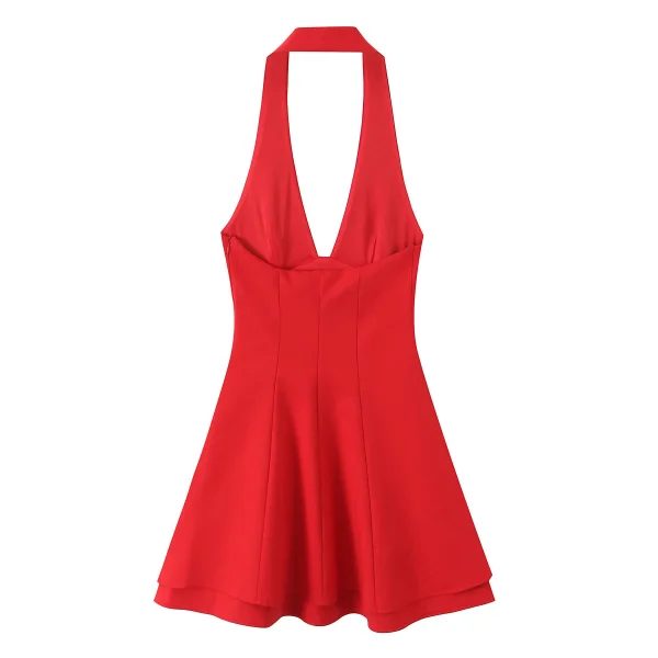 Nuovo vestito da donna casual e alla moda design allacciato al collo 2025 nuovo abito allacciato al collo a doppio strato da donna 5