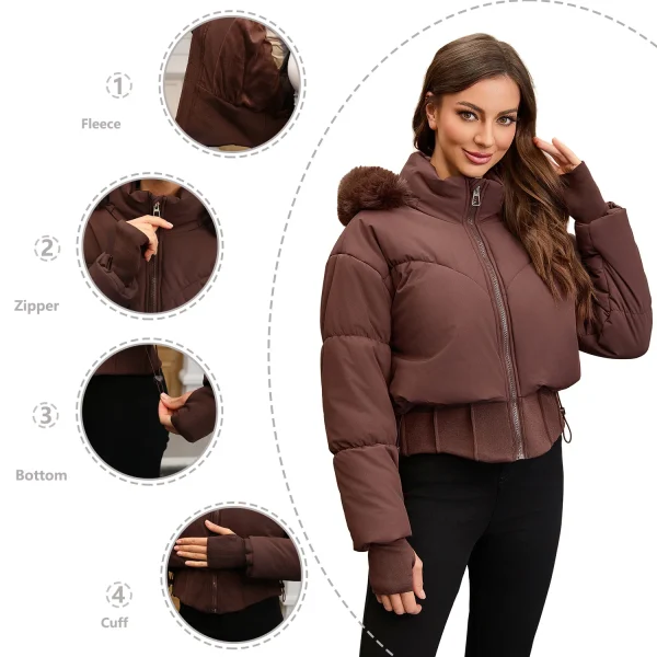 Piumini invernali da donna spessi e caldi Cappotti Parka Collo in pelliccia grande Cappuccio Donna Piumino imbottito in cotone Capispalla Cappotto H01 5