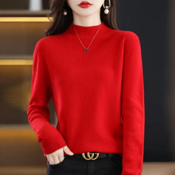 Maglione da donna in cashmere di lana merino al 100% maglione da donna a collo semi-alto a maniche lunghe nuovo pullover caldo in autunno e inverno. 6