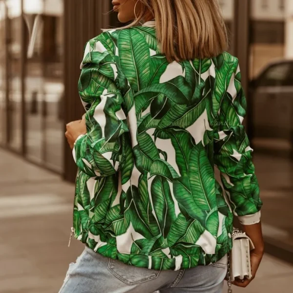 Giacca da donna a maniche lunghe con stampa floreale moda Zipper Up cappotto Vintage top eleganti giacche da donna di base sottili 6