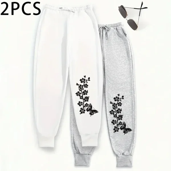 Confezione da 2 pantaloni da jogging da donna pantaloni sportivi dalla vestibilità rilassata e pantaloni da salotto invernali Set pantaloni casual autunnali comfort fit 2025 2 pezzi 3