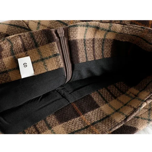 Gonne corte di lana scozzesi Donna Autunno Inverno Nuova cerniera Vita alta Temperamento Minigonna Donna Retro Addensare Gonne a quadri 6