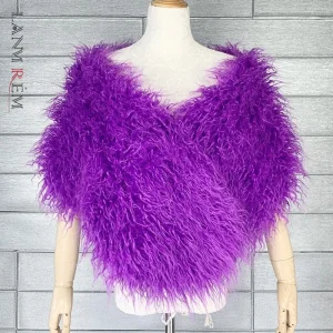 LANMREM Scialle in pelliccia sintetica per le donne Autunno Inverno Nicchia Chic Imitazione pelliccia Mantello da damigella d'onore 2025 Accessori moda 2DB4551 1