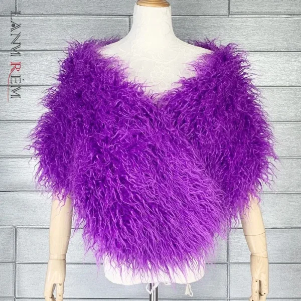 LANMREM Scialle in pelliccia sintetica per le donne Autunno Inverno Nicchia Chic Imitazione pelliccia Mantello da damigella d'onore 2025 Accessori moda 2DB4551 1