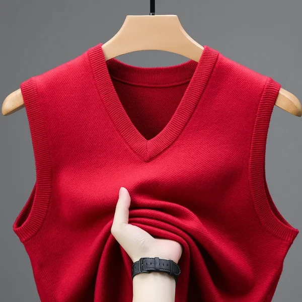 2025 nuova primavera autunno 6 lana senza maniche gilet di cashmere uomo maglione da lavoro tinta unita lavorato a maglia gilet maschile pullover di alta qualità 4