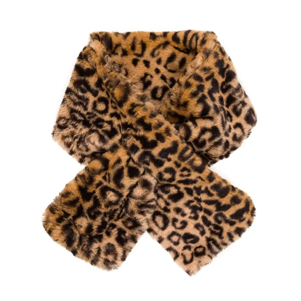 Sciarpa con collo in pelliccia per donna Sciarpe leopardate in pelliccia sintetica Coprispalle per abito cappotto autunno inverno 3