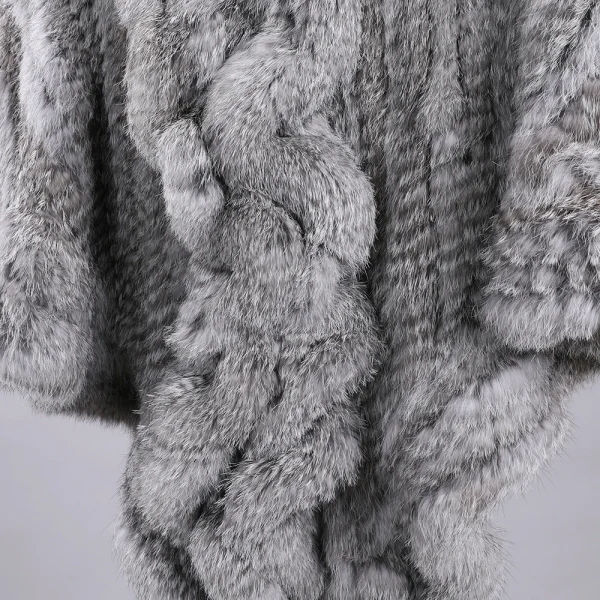 BOONJOVIA Donna Inverno Naturale Vera Pelliccia lavorata a maglia Mantello di Coniglio Inverno Caldo Scialle Pashmina Sera di Nozze Poncho Designer Stola 5