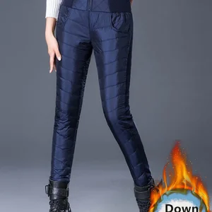Pantaloni a matita in cotone invernale da donna pantaloni a vita alta antivento caldi e sottili pantaloni Casual leggeri di grandi dimensioni 4xl spessi 1