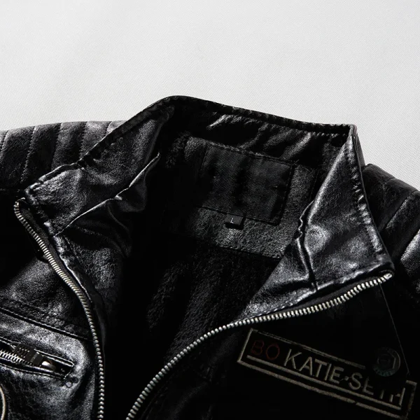 Nuovi uomini invernali da uomo di alta qualità moda fodera in pile cappotto giacca in pelle stile moto giacche Casual cappotto caldo nero 4