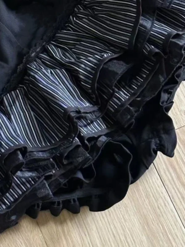 Harajuku Ragazze Strisce Punk Grunge Gonne Donna Y2k Estetica A Vita Alta Torta Mini Streetwear Pizzo Vintage Kawaii Mini Jupe 4