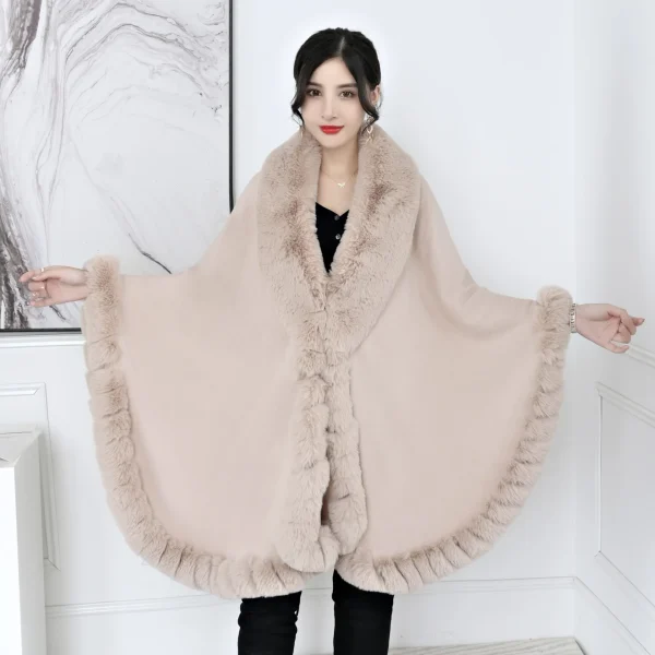16 colori inverno caldo mantelle Plus Size maniche a pipistrello Poncho mantello donna Turn-Down collo in pelliccia sintetica Cardigan allentato scialle cappotto 4