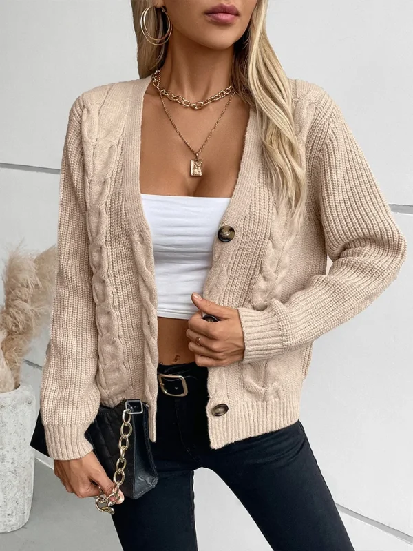 Miyouj 2024 Cardigan monopetto Autunno lavorato a maglia con scollo a V Manica lunga Maglioni da donna Inverno Tenere Cappotto maglione Casual Magliette e camicette 1