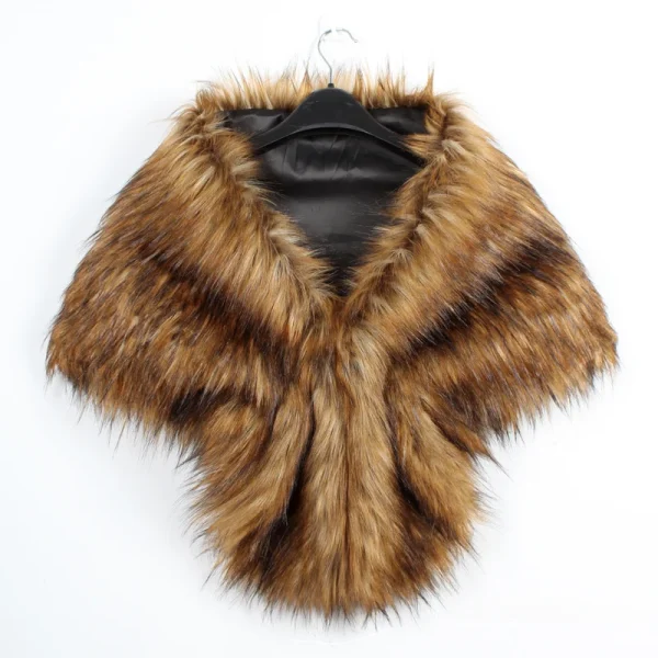 Scialle da sposa da donna Mantello da sposa Caldo peluche Elegante pelliccia sintetica invernale Scialle lungo Stola Coprispalle Sciarpa per decorazioni per feste serali 4