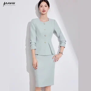 NAVIU Set da 2 pezzi Blazer e gonna corta Nuovo abito da donna elegante autunno monopetto slim da ufficio formale da lavoro 1