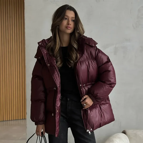 Cappotto in cotone caldo con cerniera originale con cappuccio Autunno e inverno Giacca casual da donna per festival musicali da ufficio, moda quotidiana all'aperto 5
