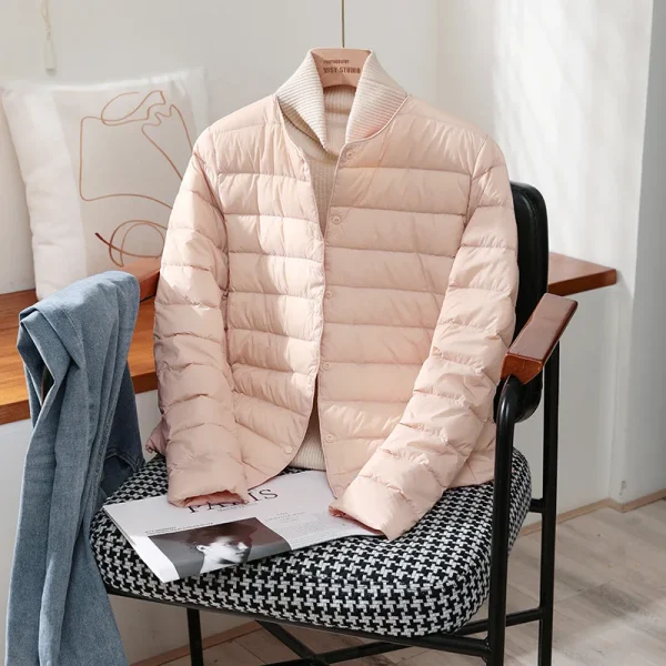2024 nuovi arrivi autunno inverno caldo donna piumino d'anatra bianco giacche sottili moda femminile cappotti imbottiti ripiegabili ultraleggeri 4