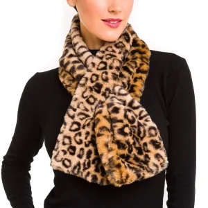 Sciarpa con collo in pelliccia per donna Sciarpe leopardate in pelliccia sintetica Coprispalle per abito cappotto autunno inverno 1