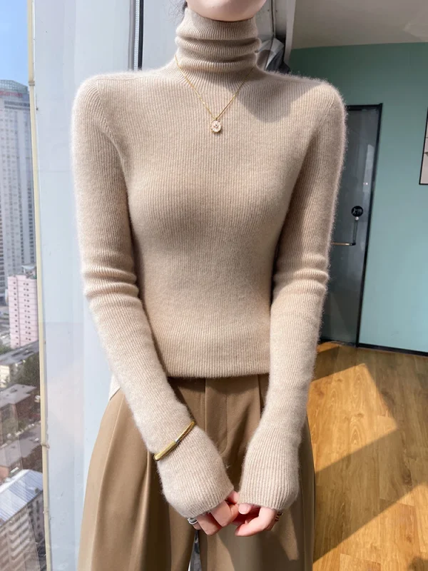 Maglione basic Pullover Maglione autunno inverno Maglione da donna 100% cashmere Colletto in pile Abbigliamento Moda quotidiana all'interno Unisciti a maglia 2
