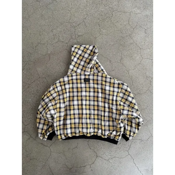 Felpe con cappuccio con cerniera a maniche lunghe con design scozzese popolare di nicchia per donna Felpa estetica casual hip-hop Y2K all-match 2025 2