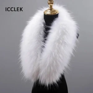 Colletto in pelliccia sintetica da donna scialle caldo invernale sciarpa imitazione collo di pelliccia di procione giacche cappotto cappello striscia collo di pelliccia finta di grandi dimensioni 1