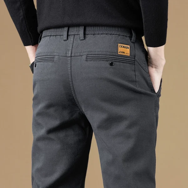 Abbigliamento di marca Autunno Inverno Tessuto di cotone Pantaloni casual Uomo Grigio Nero Corea Lavoro Classico Slim Fit Pantaloni cargo Uomo 28-38 4