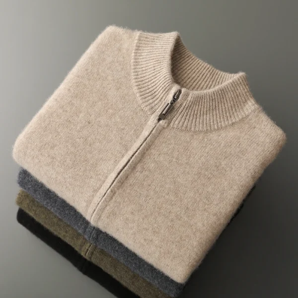 MVLYFLRT Abito da uomo in maglia di lana merino Mezza altezza Cardigan con cerniera Pantaloni lunghi Tuta Abbigliamento casual alla moda 24592431 4