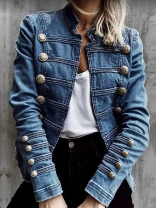 Giacca di jeans con bottoni vintage per donna colletto alla coreana primavera inverno slim casual jeans retrò capispalla cappotto di jeans Harajuku 2024 1