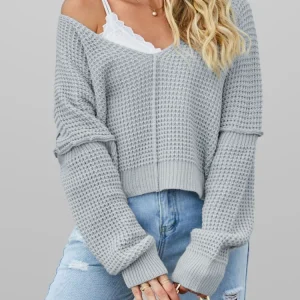 Pullover ampio Maglioni casual con scollo a V profondo Top lavorato a maglia femminile Novità in capispalla Stampa Abiti autunnali e invernali 1
