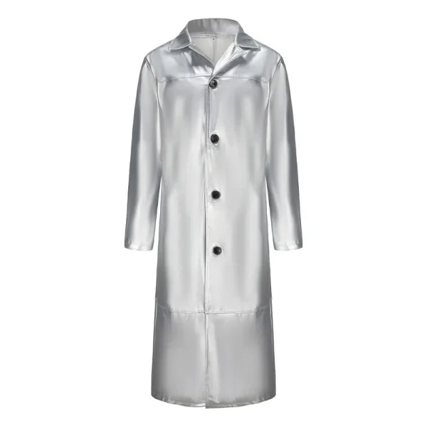 Trench da uomo in ecopelle streetwear Cappotto lungo giacca a vento moda Slim Fit Giacca antivento in PU Steampunk Outwear oversize 3