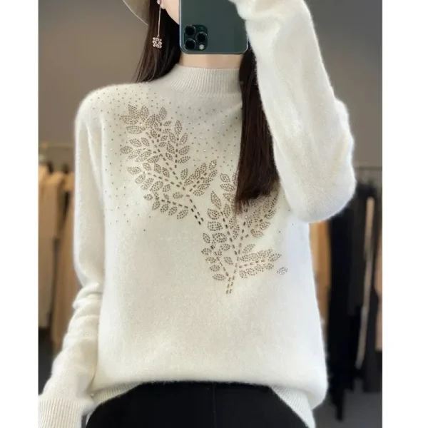 Maglioni da donna spessi caldi autunno inverno collo a lupetto moda pullover manica lunga maglione basic camicia con fondo lavorato a maglia maglione coreano 2