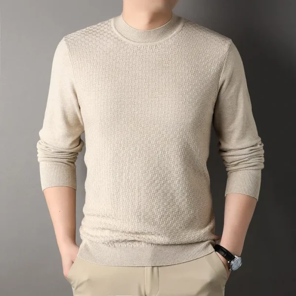 T-shirt a maniche lunghe primavera autunno tinta unita mezzo dolcevita maglione pullover per uomo maglione base abbigliamento da uomo 3