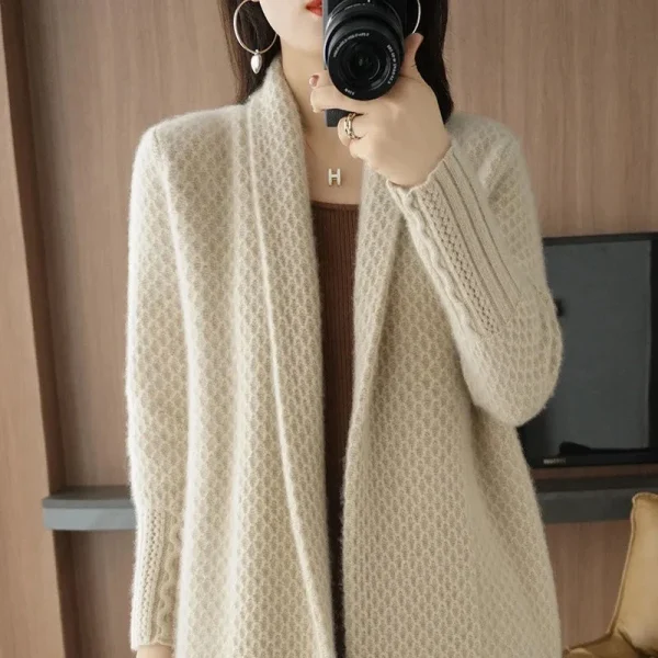 Moda Cardigan Maglione lavorato a maglia Abbigliamento donna Autunno Inverno Nuova giacca a maniche lunghe di media lunghezza Maglieria vintage Donna G2128 2