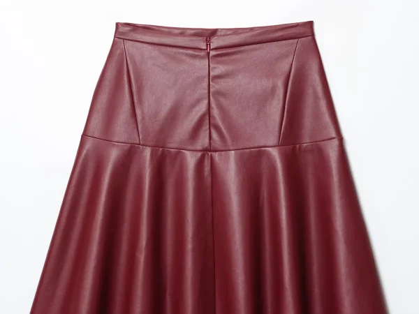 Stile europeo e americano 2025 nuova gonna a trapezio in pelle PU versatile di moda retrò di fascia alta 5