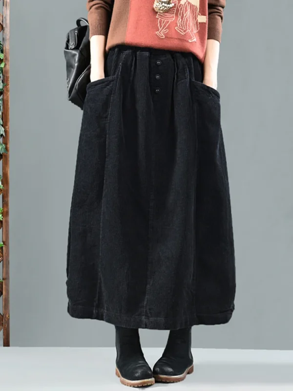 Amax luluE Coreano Inverno Donna Moda Gonne di velluto a coste Donna Allentato Per il tempo libero Abiti vintage Donna Classico di lusso Streetwear 4