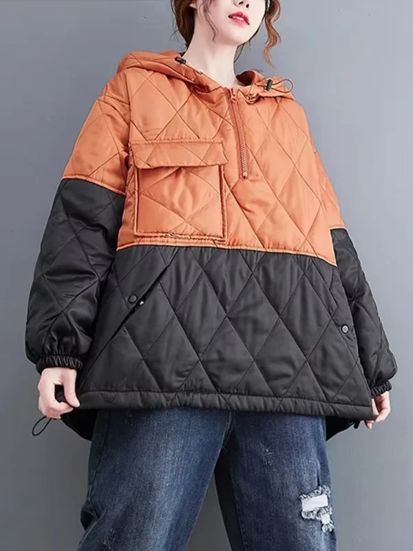 Amax luluE Felpe con cappuccio dal design trapuntato allentato moda invernale coreana Donna Casual Abbigliamento caldo con cappuccio Felpe classiche di lusso da donna 6