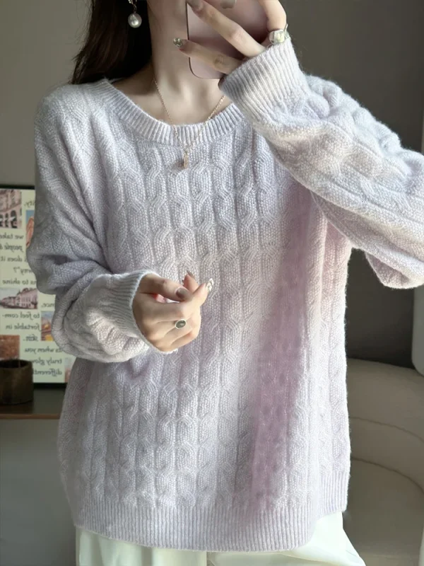 Moda 100% lana australiana Maglione Cashmere Pullover Donna Maglieria O-Collo Manica lunga Autunno Inverno Nuovo Abbigliamento Basic Top 6