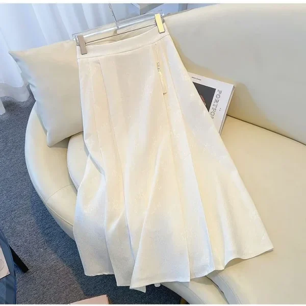 Elegante gonna versatile a trapezio Nuovo abito lungo stile cinese Primavera 2024 Nuovo arrivo Jacquard Rosa Abbigliamento donna 4