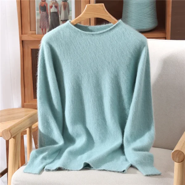 Autunno Inverno Visone Cashmere Donna Maglione O-Collo Pullover Moda Basic Casual SolidClothing 100% Visone Cashmere Maglieria Top 2