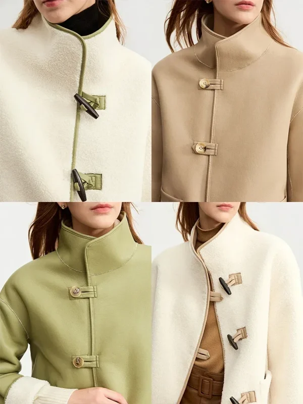 AMII Giacca di pelliccia stile cinese da donna 2025 Moda invernale in pelle PU Colletto alla coreana Contrasto Capispalla double face Top 12344213 3