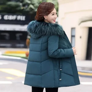 2023 Nuova Giacca Invernale Parka da Donna Cappotto Lungo Collo di Pelliccia Con Cappuccio Giubbotti Cappotto di Spessore Caldo di Cotone Imbottito Cappotto Puffer Parka 1