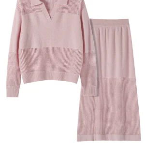Top e gonna maglione lavorato a maglia in cashmere 100% da donna alla moda coreana Set casual primavera autunno abito elegante in due pezzi per donna 1