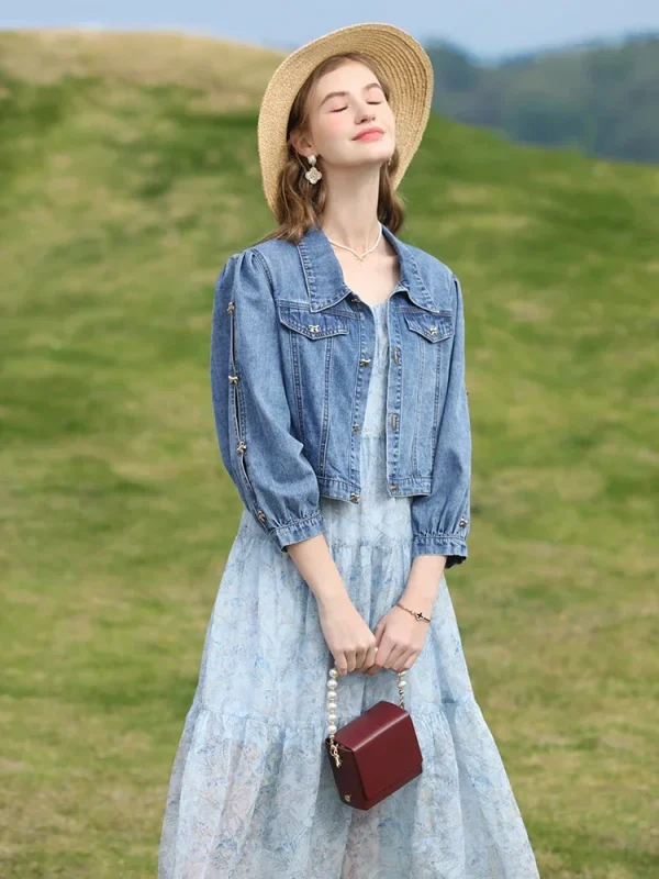 I BELIEVE YOU Giacca da donna Primavera Estate 2024 Cappotti di jeans Bottoni Colletto su misura Scava Fuori Casual Slim Jakcets 2231184977 4