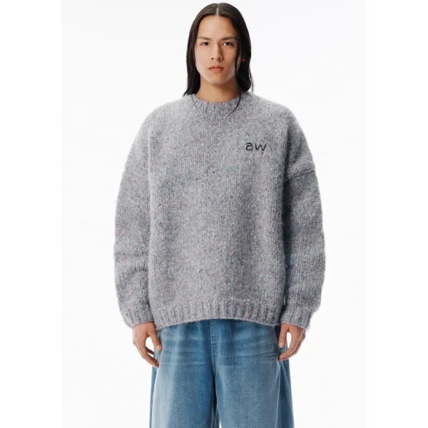 AW 2025 Inverno Nuovo nel marchio maglione lavorato a maglia per uomo e donna Wang unisex grigio pullover oversize maglieria top con cappuccio vestiti 2