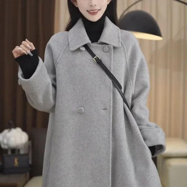 2025 Cappotto di media lunghezza alla moda con piccolo cappotto sciolto con temperamento Maunie da donna autunno e inverno Tendenza invernale 3