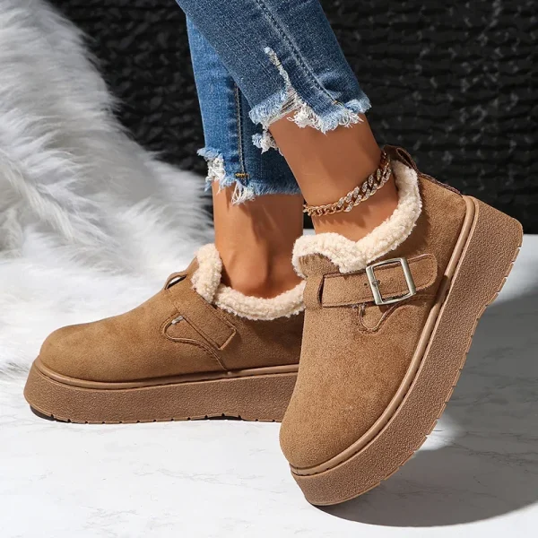 Stivali da neve in peluche con suola spessa autunno inverno donna comodi stivaletti con fodera in pile caldo donna scarpe in cotone con plateau antiscivolo Mujer 2