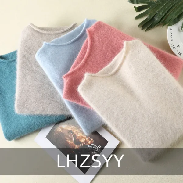 2025 Primavera Autunno Top Nuovo 100% puro visone maglione di cashmere donna maglione lavorato a maglia allentato pullover selvaggi camicia base calda giacca femminile 6